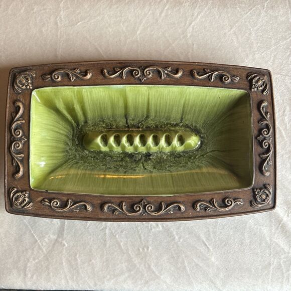 VINTAGE TREASURE CRAFT ASHTRAY LARGE GREEN - Picture 1 of 14